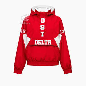 Delta | Sigma | Theta Sorority Pullover Windbreaker <b>Jacket</b> Women's <b>Packable</b> Shell <b>Jacket</b> Zip-Up Hooded Rain Coat Anorak <b>Jacket</b> - Product Image 1
