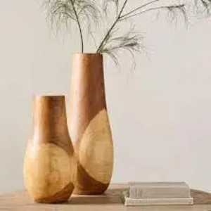 Maceta Cilíndrica con Textura Tejida y Soporte de Madera, Moderna Maceta Decorativa de Interior con Trípode - Product Image 1