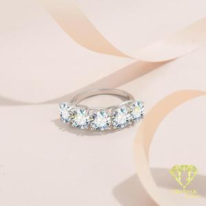 Three Stone Moissanite <b>Ring</b> <b>925</b> Sterling <b>Silver</b> Round Cut Bridal Engagement Jewelry Elegant Classic Wedding Gifts For Women - Product Image 3