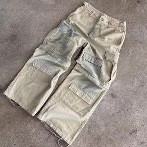 Pantalones Vaqueros Personalizados de Cintura Alta, Estilo Vintage, Desgastados, 100% Algodón, Estilo Urbano, con Bolsillos Convertibles, Estilo Cargo, Lavado Desgastado, para Hombre - Product Image 2