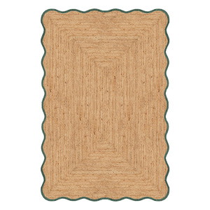 <b>Rustic</b> Natural Jute Carpet Handmade Woven Area <b>Rug</b> Scalloped Design Wholesale Factory - Product Image 4