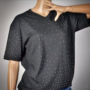 Venta al por mayor de camisetas de los hombres de Bajo MOQ logotipo impreso personalizado Camiseta de algodón de diamantes de imitación de talla grande 100% de algodón camiseta para los hombres de ajuste suelto - Product Image 2