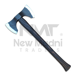 Hache artisanale DIY personnalisée en acier au carbone industriel, à dos plat, avec manche en bois, hache à barbe, pour survie en extérieur, hache à haute teneur en carbone - Product Image 1