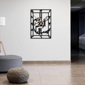 Modern Metal Wall Clock <b>Square</b> Abstract Geometric Design Silent Quartz Analog Hanging Living Room Decor - Product Image 1