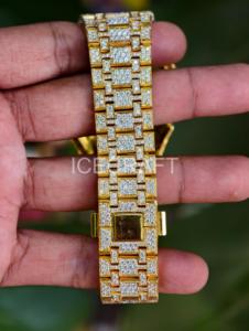 Boîtier de montre de luxe entièrement pavé de pierres, personnalisé, avec bracelet assorti serti de pierres, pour la mode hip-hop - Product Image 5