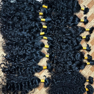 Mechones de Cabello Rizado Indio Natural |   Cabello Humano Virgen Negro Natural |   Extensiones de Cabello Temple - Product Image 1