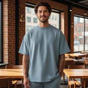 Camisetas Extra Grandes de Primera Calidad para Hombre, Hombros Caídos, Cuello Redondo, Manga Corta, Holgadas, 100% Algodón, Tallas Grandes, Impresión Digital, Color Sólido - Product Image 2