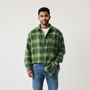 Camisas de Franela para Hombre, Casuales, 100% Algodón, a Cuadros, Holgadas, con Bolsillo en el Pecho, Manga Larga, Peso Medio, Ropa de Dormir, Camisa Larga para Hombre - Product Image 6