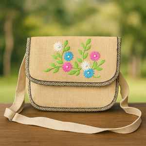 Sacs à main indiens en lin naturel épais pour femme, tons neutres, pour tous les jours - Product Image 2