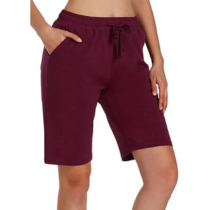 Shorts Bermuda en coton uni avec cordon de serrage à la taille et poches latérales, vêtements décontractés pour hommes - Product Image 4