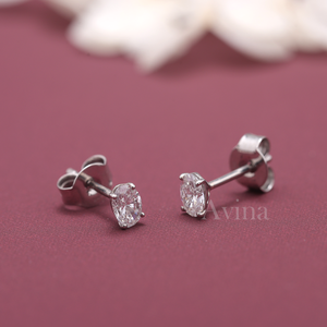 IGI Certified Lab Grown Diamond Oval Stud Earrings 14K White Gold Solitaire Oval Cut <b>Mini</b> Diamond - Product Image 2