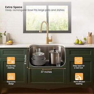 Évier de cuisine ovale à cuve unique avec égouttoir, évier en acier inoxydable de qualité supérieure, durable, résistant à la rouille, pour cuisines modernes - Product Image 4
