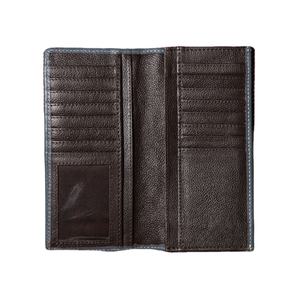 Tooled Genuine Leather <b>Wallet</b> Unisex Long Black Vintage Style Animal Prints with RFID Blocking <b>Secure</b> Snap Closure 8x4x2 Inches - Product Image 2