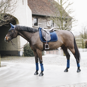 Trend Blue <b>Velvet</b> Dressage Saddle Pad 3D Diamond <b>Quilted</b> Fleece Lining All-Purpose Riding Training Durable Factory Price - Product Image 3