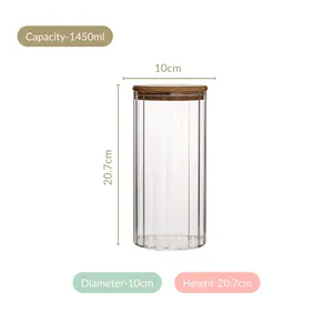 Tall Airtight Glass <b>Storage</b> <b>Jar</b> With Secure Lid Transparent <b>Kitchen</b> Canister <b>for</b> Dry Fruits Spices Snacks & Pantry Organization - Product Image 4