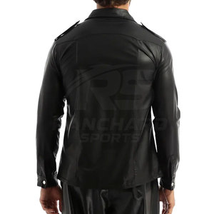 Chemise en cuir de luxe pour homme, tissu en cuir durable, toucher doux, style moderne décontracté chic, vêtements en cuir pour homme - Product Image 3