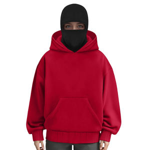 Balaclava de Invierno Unisex de Alta Calidad, Sudadera con Capucha de Algodón Lavado, Estilo Ninja, con Cremallera, Borde sin Rematar, Cortavientos, Transpirable, Color Liso - Product Image 1