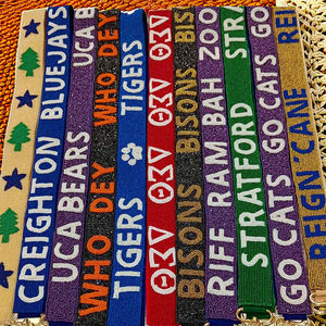 Orange and White beaded <b>Strap</b> Gameday Bag, Glitter Sequin Crossbody <b>Strap</b> for Stadium Events, Sparkly Adjustable Bag <b>Strap</b> - Product Image 4