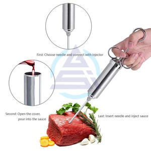 Kit de jeringa inyectora de carne de acero inoxidable para salsas y condimentos de pavo y barbacoa, con aguja para cocinar - Product Image 5