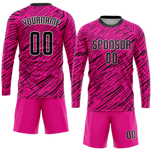 Maillot de football personnalisé rose noir-blanc par sublimation 100 % polyester anti-humidité à manches courtes pour entraînement décontracté avec logo du club - Product Image 4