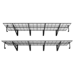Set di 8 Scaffali da Garage a Parete in Acciaio Resistente, 1 x 3 Piedi, 24 x 72 Pollici per Ripiano, con Ganci, Scaffalatura a 2 Livelli per Garage - Product Image 1