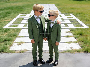 Ensemble de costume 3 pièces en tweed gris pour garçons avec blazer, gilet et pantalon – Vêtements de mariage et de cérémonie pour enfants - Product Image 3