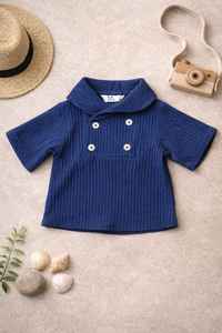 Ensemble chemise et short en coton et lin pour garçons |   Tenue d'été respirante pour enfants, verte et blanche avec poche, fabriquée en Inde - Product Image 2