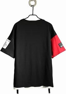 เสื้อยืดผู้ชายสีดำ ผ้าฝ้าย แขนสั้น คอกลม พิมพ์ลายการ์ตูน สไตล์สตรีท แต่งขอบตัดกัน ผ้าเจอร์ซีย์ถัก ไซส์ใหญ่ - Product Image 2