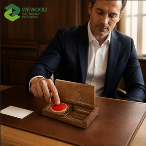 Caja de Sello de Madera Natural Moderna y Ecológica Personalizada con Juego de Almohadillas de Tinta para Regalos Ejecutivos y Empresariales - Product Image 4
