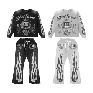 Sweat-shirt et pantalon de survêtement 2-en-1 personnalisés unisexes, coupe classique, délavés à l'acide, écologiques, respirants, 100% coton, poids moyen 400g, style streetwear - Product Image 3