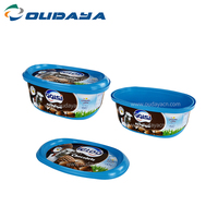 1.2L personalización al por mayor IML impresión molde de inyección PP plástico helado mantequilla queso caja con tapa