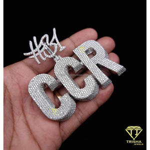 Luxury Custom <b>Initial</b> Pendant Moissanite Diamond 925 Sterling <b>Silver</b> Iced Out Letter <b>Necklace</b> Hip Hop Streetwear Jewelry For Men - Product Image 3