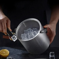 Cubo de Hielo Aislado de Acero Inoxidable de 1.6-5L, Recipiente para Bebidas de Doble Pared, Asa de Transporte Cómoda, Contenedor de Hielo para Cerveza y Vino, Herramienta de Bar