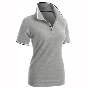Polo de Mujer Blanco con Bloques de Color, Manga Corta, Estilo Preppy, Tejido Transpirable con Ribete Coral y Azul Marino - Product Image 3