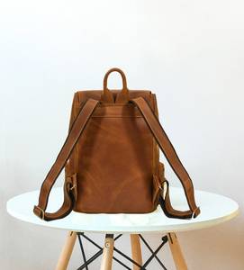 Slim <b>Waterproof</b> Leather Laptop <b>Backpack</b> Anti-Theft Vintage Rucksack Genuine Leather Travel Pack LBP-0320 - Product Image 3