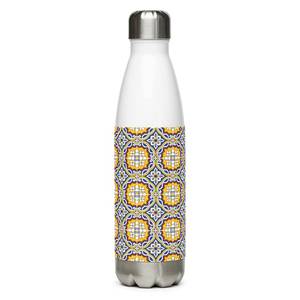 Botella de agua de acero inoxidable con diseño mediterráneo, de doble pared, portátil, para viaje, con tapa. - Product Image 6