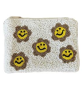 Porte-monnaie en perles de rocaille vintage élégant fait à la main de haute qualité blanc noir broderie artisanat couture personnalisable pour noël - Product Image 2