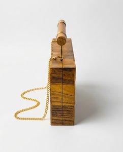 Premium High Quality Natural Wooden Block <b>Clutch</b> <b>Bag</b> Chain Strap Structured Evening Purse <b>for</b> Party <b>Weddings</b> 7 Inch Geometric - Product Image 3