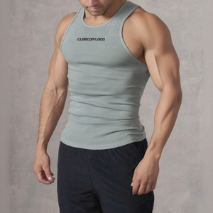 <b>Men's</b> <b>White</b> Ribbed Muscle Fit Tank Top Crew Neck Sleeveless Gym Shirt Stretch Knit Bodybuilding <b>Vest</b> for Fitness and Casual Wear - Product Image 2