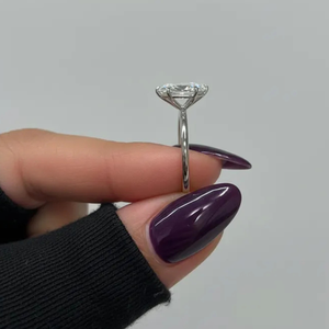 Anillo de Compromiso Solitario con Seis Puntas, Diamante Cultivado en Laboratorio de Corte Marquesa de 3 Quilates, Oro de 10K con Baño de Rodio, Aniversario de Bodas - Product Image 3