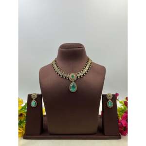 Indian Ethnic <b>Gold</b> Plated Victorian Drop Necklace <b>Set</b> for Bridal & Festival - Product Image 1