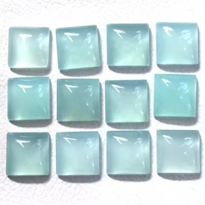 Pierre précieuse naturelle de calcédoine aqua de 10 mm, taille princesse, calibrée, pour la fabrication de bijoux, fournisseur en gros d'usine, prix de gros - Product Image 1