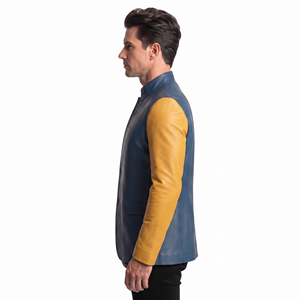 Men's Custom <b>Leather</b> <b>Blazer</b> Wholesale Men's Genuine <b>Leather</b> <b>Blazer</b> with Custom Color Men Full Sleeve Button Down <b>Leather</b> <b>Blazer</b> - Product Image 3