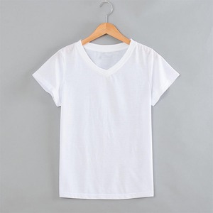 Camisetas de algodón casuales para mujer, diseño personalizado OEM, ropa a granel, moda oversize, blusas blancas lisas para estampado térmico - Product Image 4