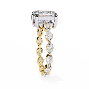 Bague solitaire en diamant taille princesse cultivé en laboratoire avec diamants latéraux, pour diamant cultivé en laboratoire certifié IGI - Product Image 2