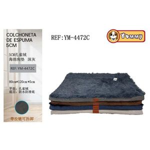 Colchoneta de Espuma para Mascotas Yommy, 80x120x5cm, Gris Oscuro, Base Impermeable, Cama para Perro - Product Image 1