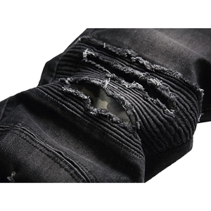 กางเกงยีนส์ผู้ชายทรงสลิมฟิต ขาดๆ เซอร์ๆ สไตล์ไบค์เกอร์ ผ้ายืด ทรงสกินนี่  แบบมีกระเป๋า  สตรีทแวร์ - Product Image 4