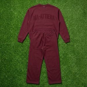 Conjunto de Sudadera con Cuello Redondo Color Borgoña para Hombre y Pantalones Deportivos de Pierna Ancha, Conjunto de Dos Piezas a Juego, Ropa Deportiva Informal - Product Image 6