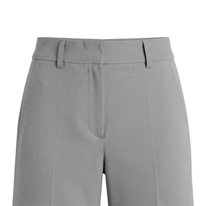 Pantalon évasé taille haute couleur unie longueur totale infroissable élégant pour l'automne avec fermeture éclair en tissu tissé - Product Image 5