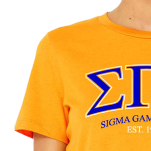 Camiseta informal amarilla de manga corta para mujer con letras griegas de la hermandad Sigma Gamma Rho, diseño personalizado de última edición - Product Image 4